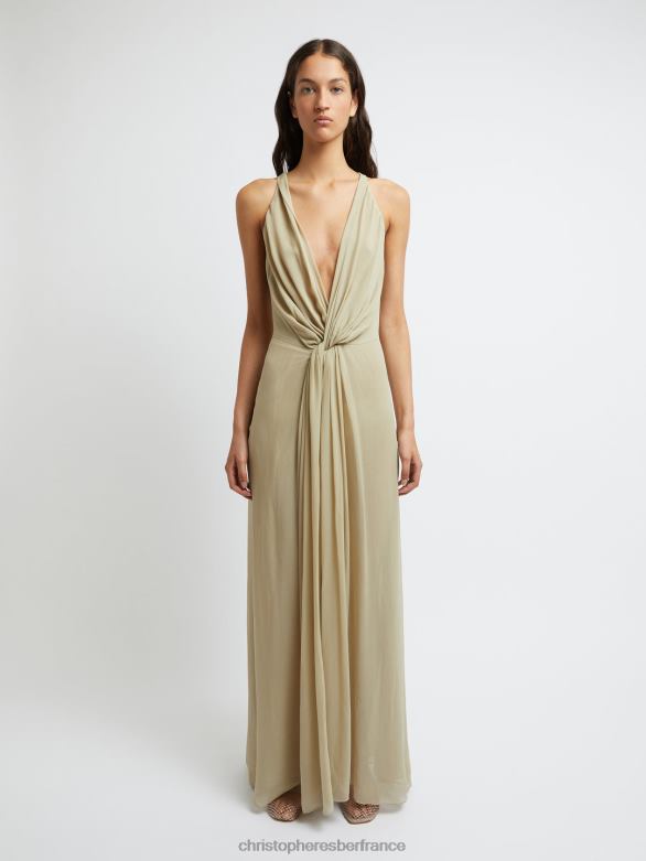 robe entrelacée à ressorts en soie 4680H18 mastic vêtements Christopher Esber