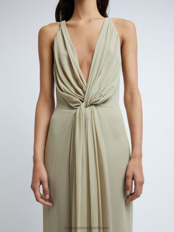 robe entrelacée à ressorts en soie 4680H18 mastic vêtements Christopher Esber