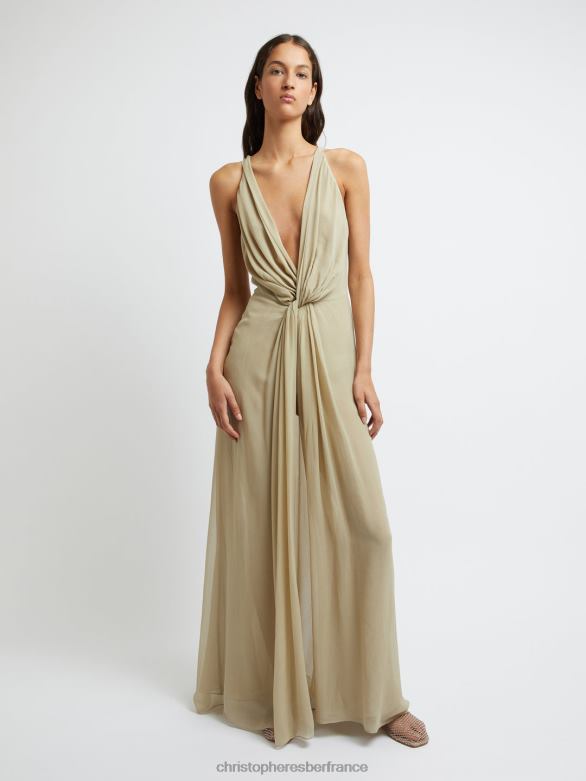 robe entrelacée à ressorts en soie 4680H18 mastic vêtements Christopher Esber