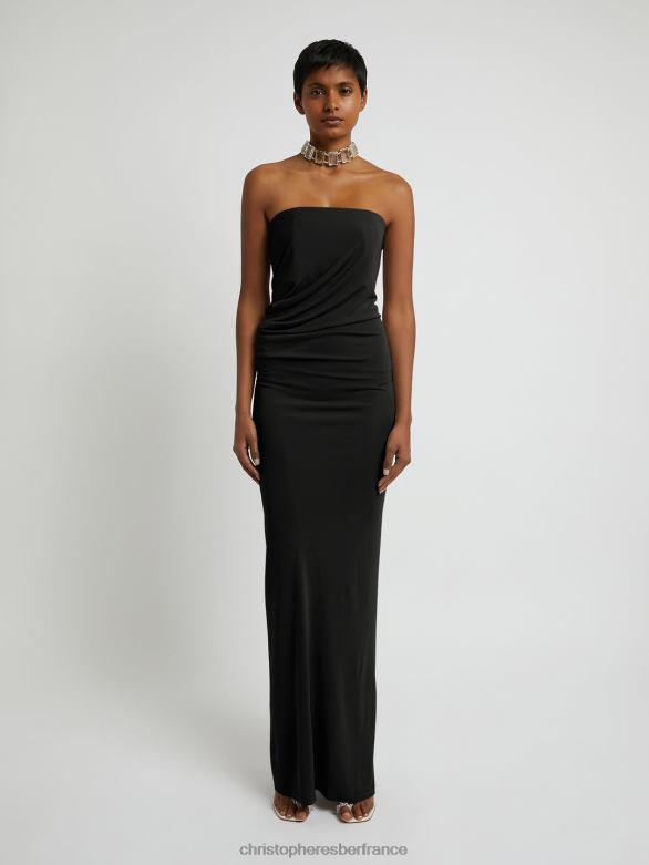robe froncée sans bretelles 4680H50 noir vêtements Christopher Esber