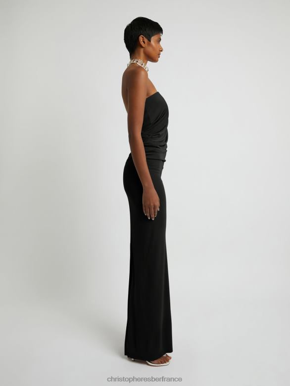 robe froncée sans bretelles 4680H50 noir vêtements Christopher Esber