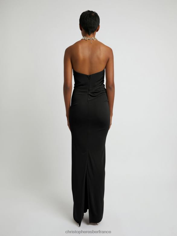 robe froncée sans bretelles 4680H50 noir vêtements Christopher Esber