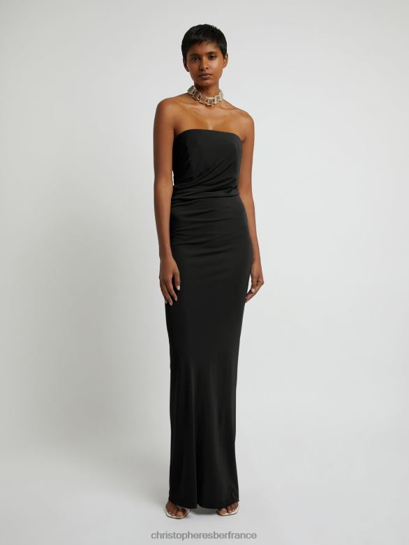 robe froncée sans bretelles 4680H50 noir vêtements Christopher Esber