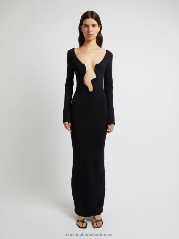 robe à manches longues à armatures Salacia 4680H30 noir vêtements Christopher Esber