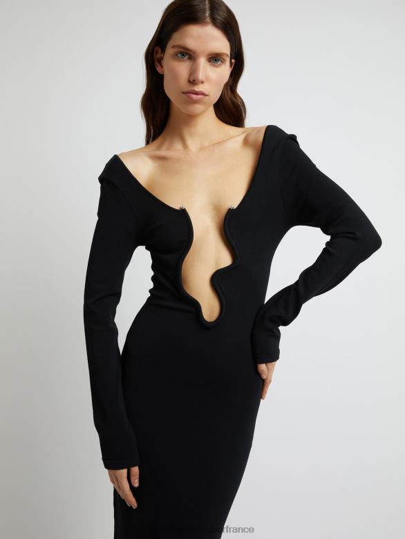 robe à manches longues à armatures Salacia 4680H30 noir vêtements Christopher Esber