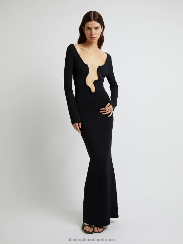 robe à manches longues à armatures Salacia 4680H30 noir vêtements Christopher Esber