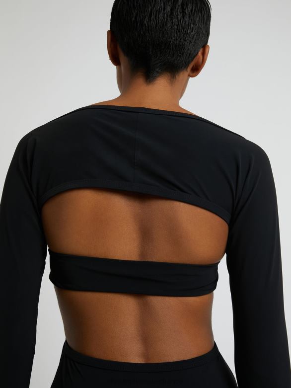 robe à manches longues froncée à griffes odessa 4680H55 noir vêtements Christopher Esber