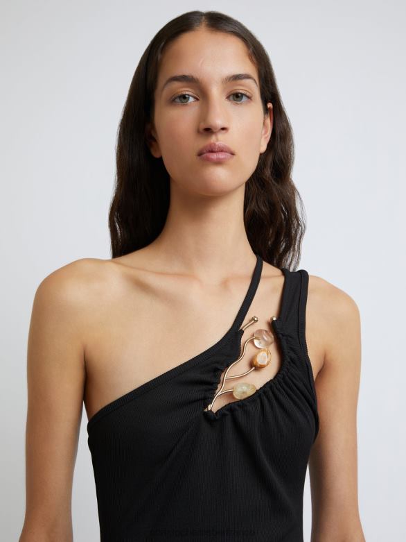 robe micro asymétrique à boucle flottante folia 4680H37 noir vêtements Christopher Esber