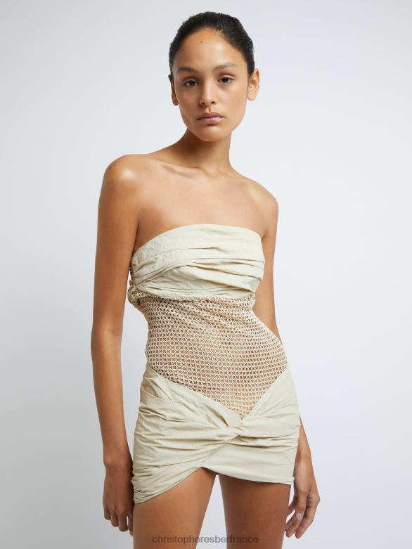 robe micro froissée savoye 4680H25 mastic vêtements Christopher Esber