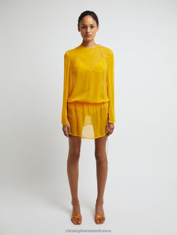 robe à ressorts en soie nouée sur le côté 4680H5 mangue vêtements Christopher Esber