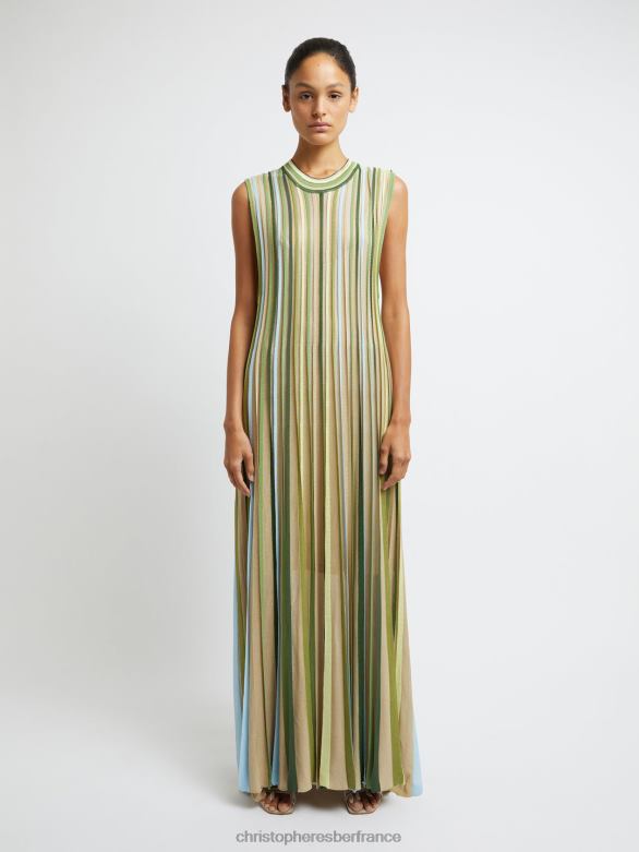 robe à rubans entrelacés 4680H12 dypsis/vert/multi vêtements Christopher Esber