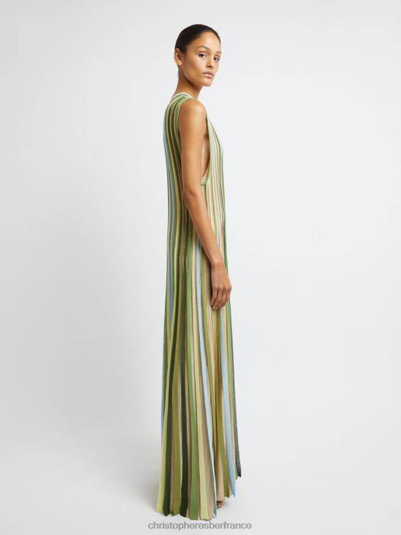 robe à rubans entrelacés 4680H12 dypsis/vert/multi vêtements Christopher Esber