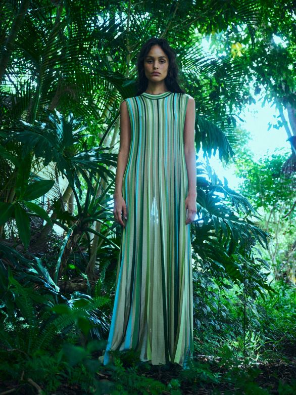 robe à rubans entrelacés 4680H12 dypsis/vert/multi vêtements Christopher Esber