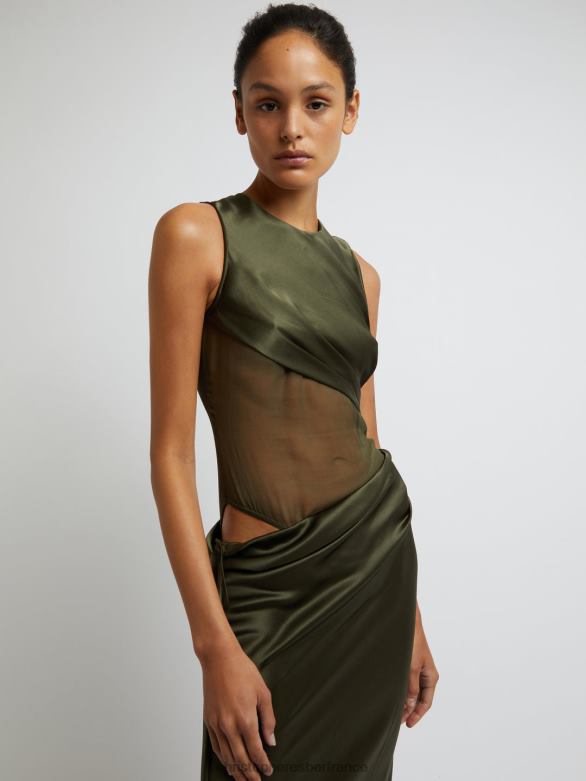robe torse transparente verdant Falls 4680H34 algue vêtements Christopher Esber