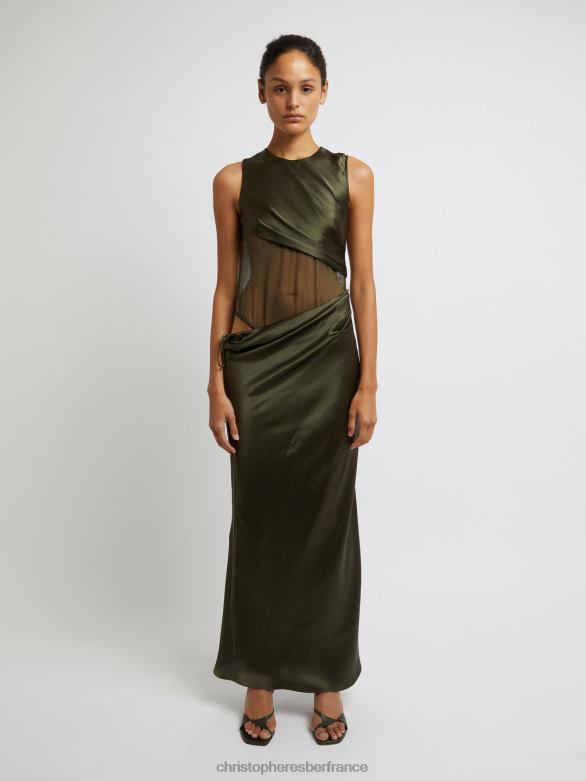 robe torse transparente verdant Falls 4680H34 algue vêtements Christopher Esber