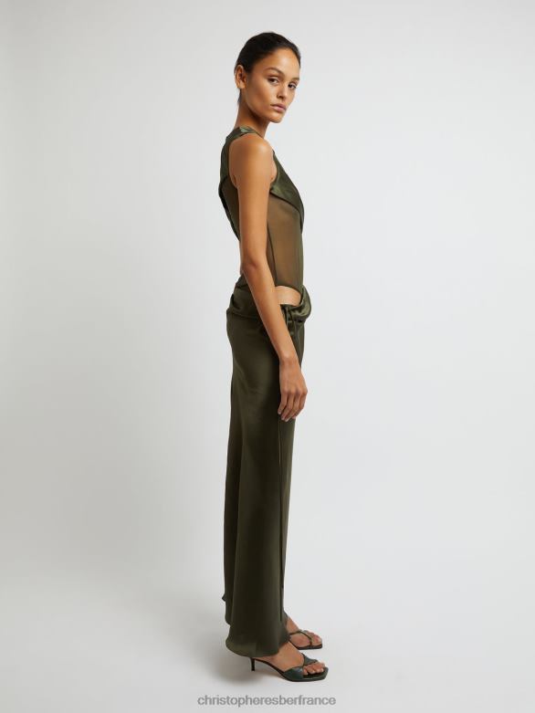 robe torse transparente verdant Falls 4680H34 algue vêtements Christopher Esber