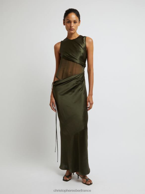 robe torse transparente verdant Falls 4680H34 algue vêtements Christopher Esber