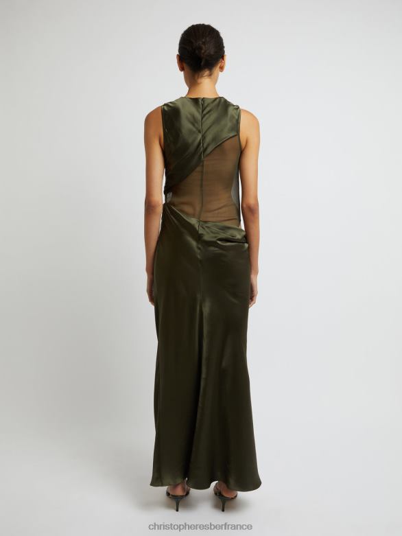 robe torse transparente verdant Falls 4680H34 algue vêtements Christopher Esber