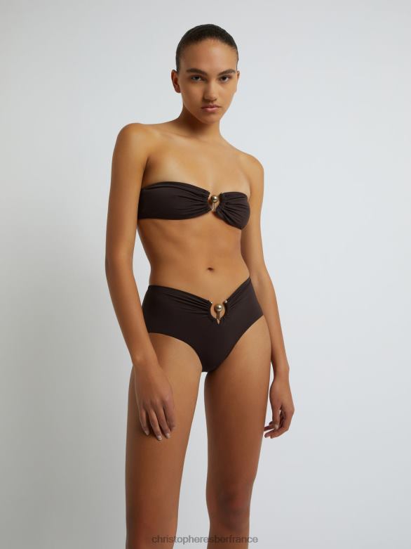 culotte basse froncée orbit 4680H183 chocolat vêtements Christopher Esber
