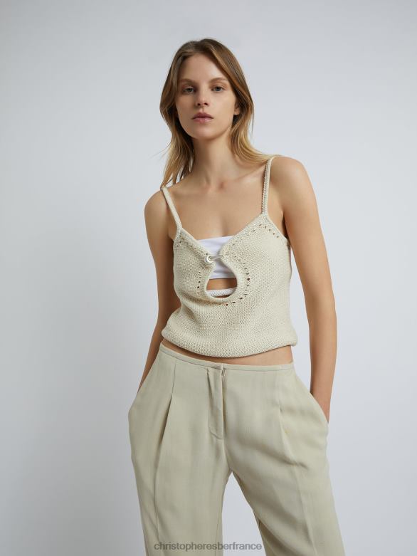 camisole à fermoir en pointelle 4680H2 abricot vêtements Christopher Esber