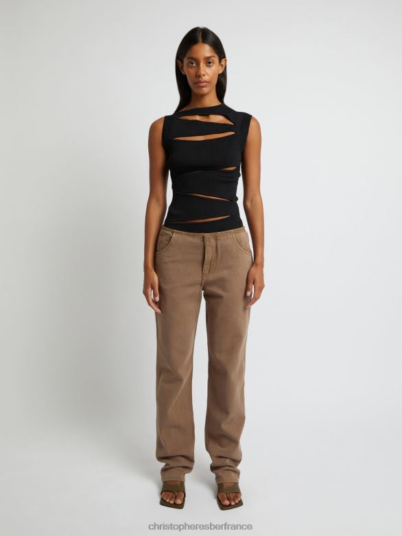 haut en maille fendu 4680H79 noir vêtements Christopher Esber