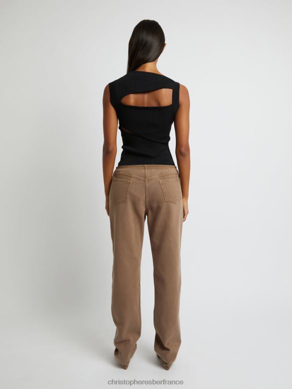 haut en maille fendu 4680H79 noir vêtements Christopher Esber