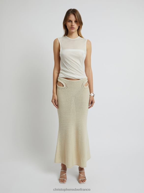 jupe à fermoir en pointelle 4680H3 abricot vêtements Christopher Esber