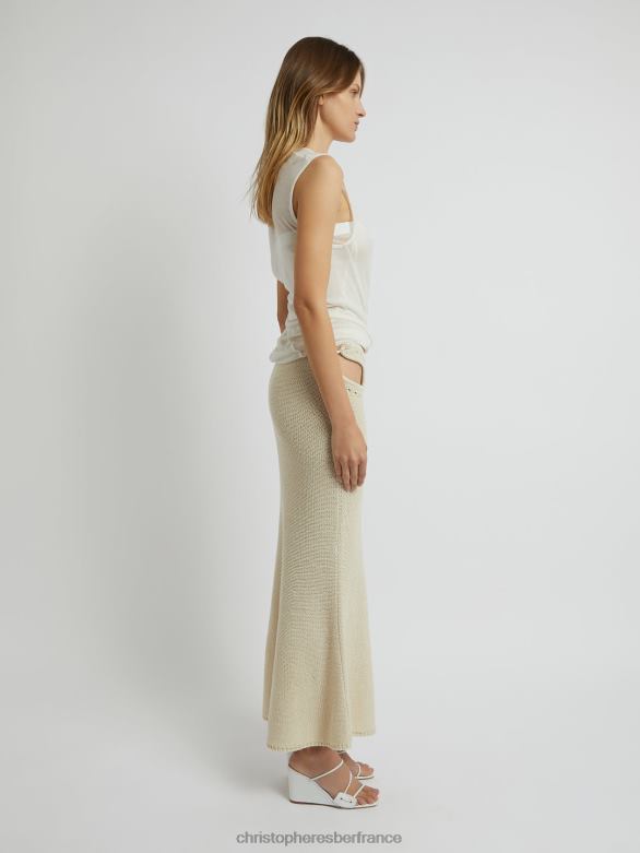 jupe à fermoir en pointelle 4680H3 abricot vêtements Christopher Esber