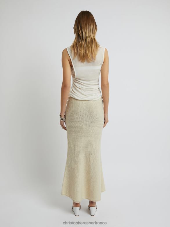 jupe à fermoir en pointelle 4680H3 abricot vêtements Christopher Esber