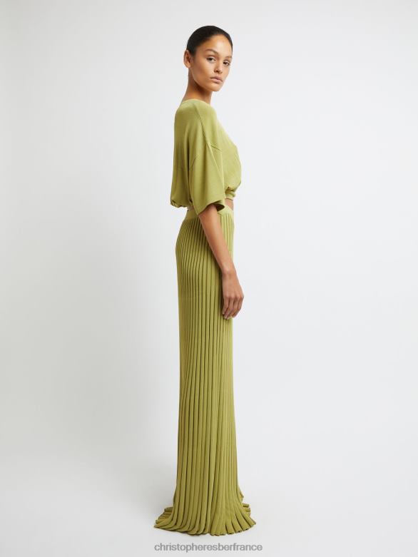 jupe plissée Lucette 4680H75 dypsis/vert vêtements Christopher Esber