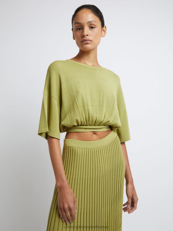 jupe plissée Lucette 4680H75 dypsis/vert vêtements Christopher Esber