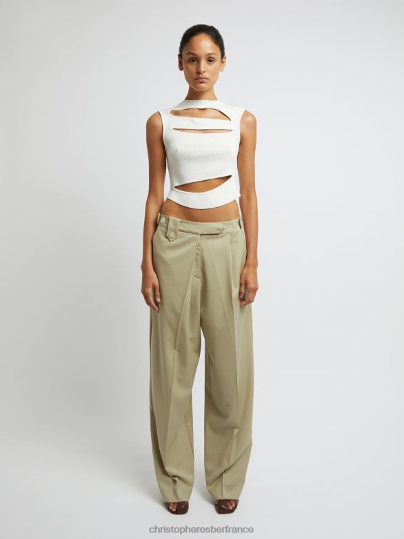 récolte en tricot coupé 4680H76 Ivoire vêtements Christopher Esber