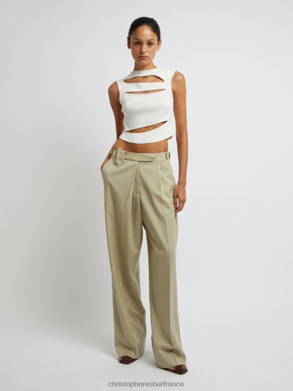 récolte en tricot coupé 4680H76 Ivoire vêtements Christopher Esber