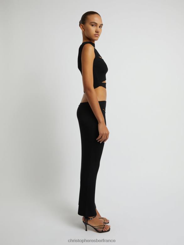 récolte en tricot coupé 4680H77 noir vêtements Christopher Esber