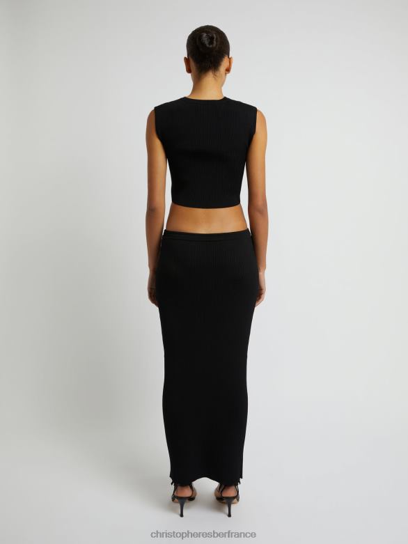 récolte en tricot coupé 4680H77 noir vêtements Christopher Esber