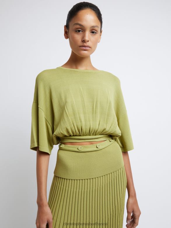 t-shirt déconstruit Lucette 4680H74 dypsis/vert vêtements Christopher Esber