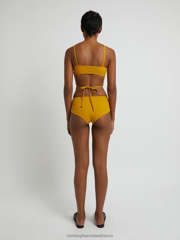 bandeau croisé quartz une pièce 4680H193 moutarde vêtements Christopher Esber