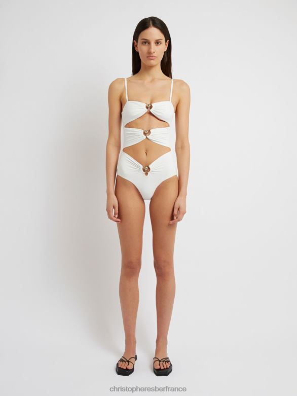 orbite percée d'une seule pièce 4680H190 blanc vêtements Christopher Esber