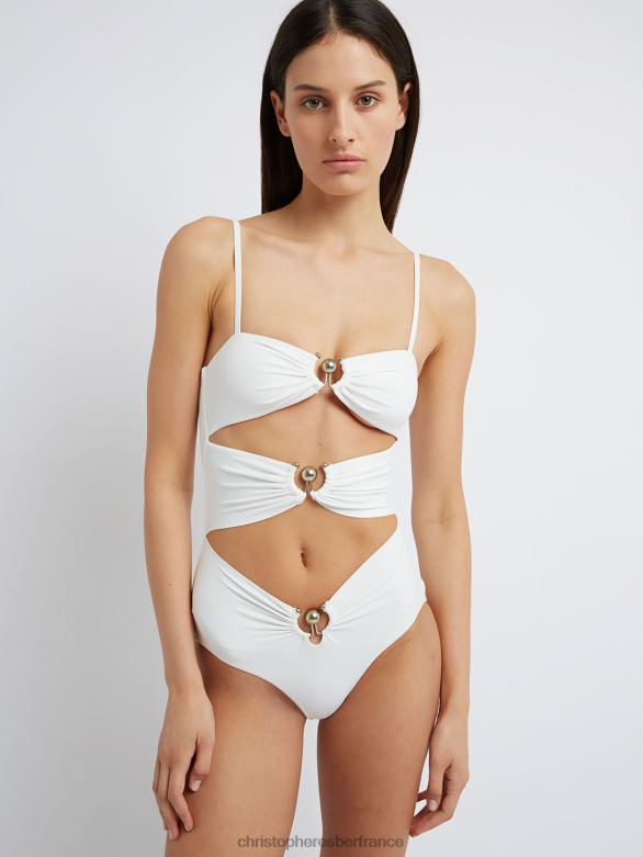 orbite percée d'une seule pièce 4680H190 blanc vêtements Christopher Esber