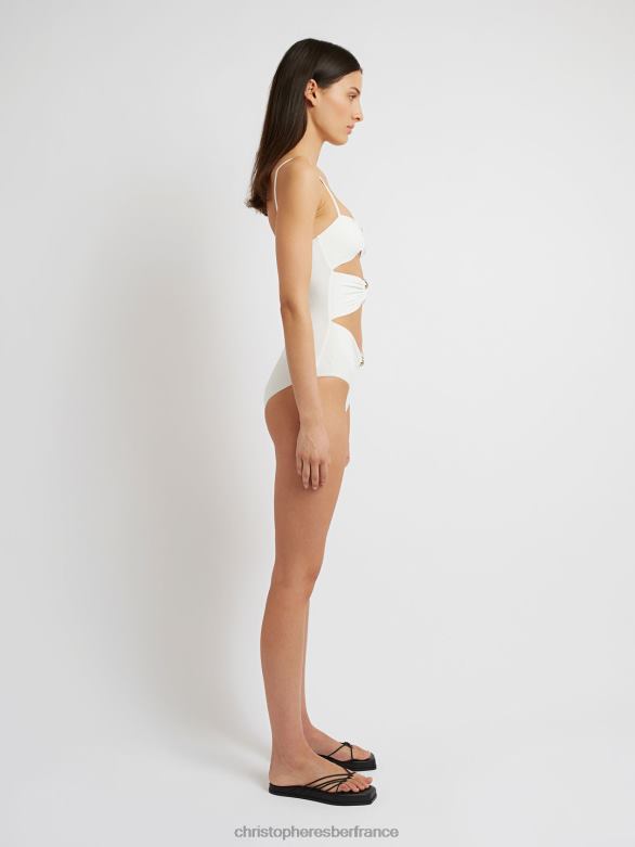 orbite percée d'une seule pièce 4680H190 blanc vêtements Christopher Esber