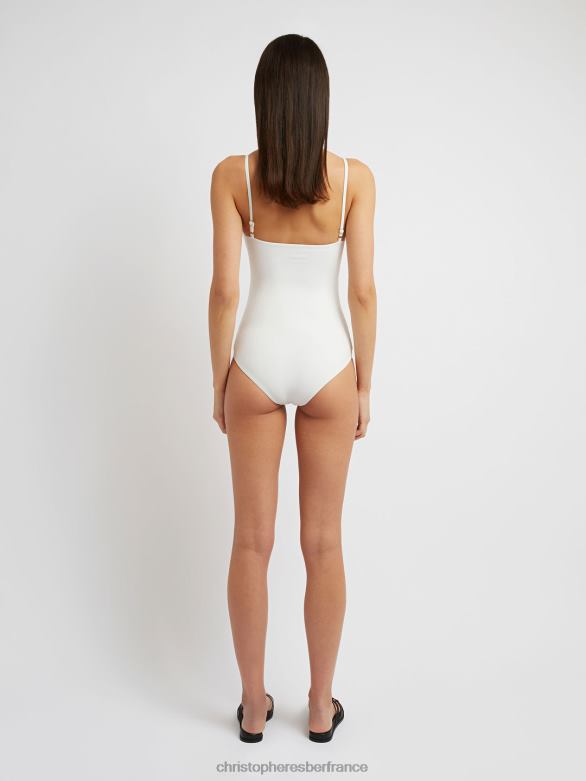 orbite percée d'une seule pièce 4680H190 blanc vêtements Christopher Esber