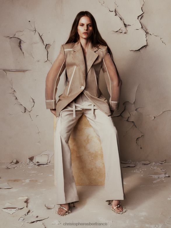 blazer à contour graphique en transparence sur mesure 4680H171 bronzer vêtements Christopher Esber