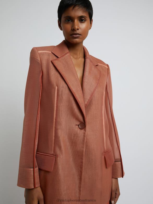 blazer à contour graphique en transparence sur mesure 4680H172 cornaline vêtements Christopher Esber