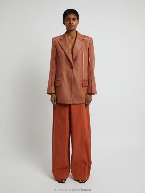 blazer à contour graphique en transparence sur mesure 4680H172 cornaline vêtements Christopher Esber