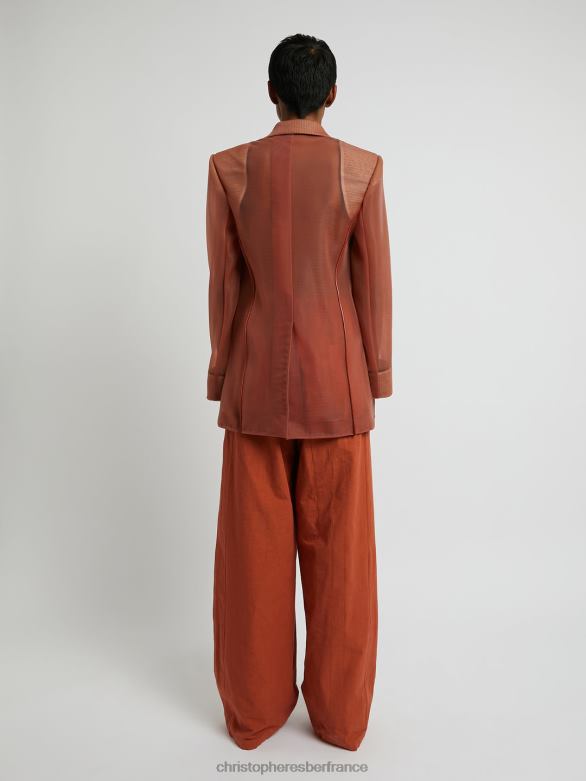 blazer à contour graphique en transparence sur mesure 4680H172 cornaline vêtements Christopher Esber