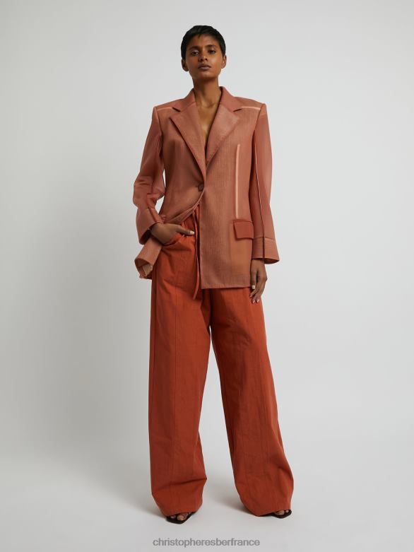 blazer à contour graphique en transparence sur mesure 4680H172 cornaline vêtements Christopher Esber