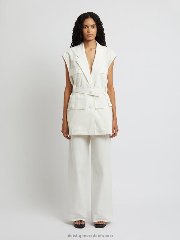 veste sans manches avec ceinture 4680H173 blanc vêtements Christopher Esber