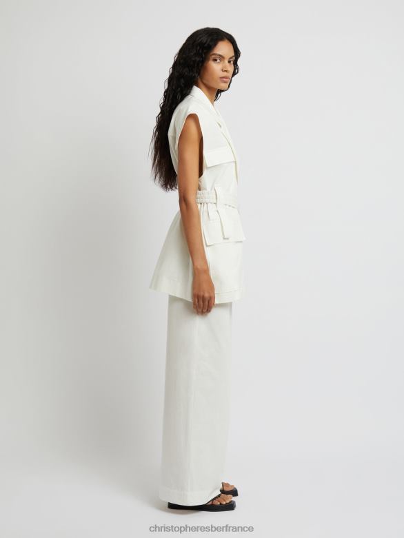 veste sans manches avec ceinture 4680H173 blanc vêtements Christopher Esber