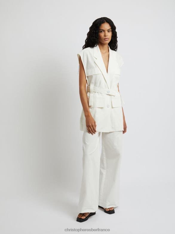 veste sans manches avec ceinture 4680H173 blanc vêtements Christopher Esber