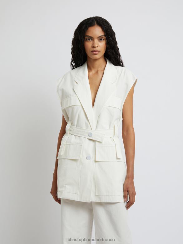 veste sans manches avec ceinture 4680H173 blanc vêtements Christopher Esber